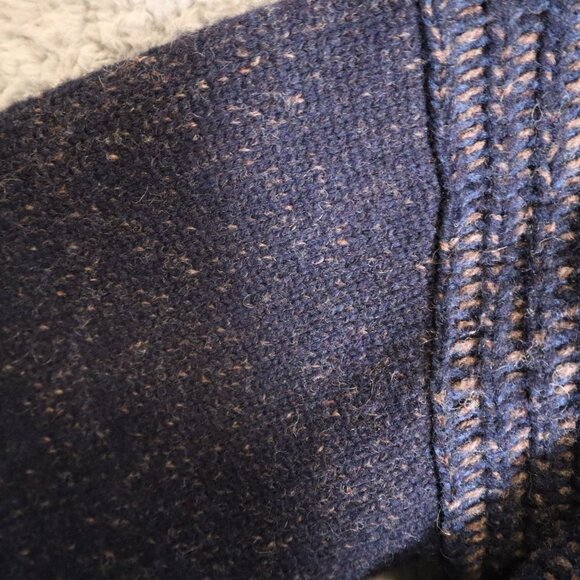 VTG Gap Open Front Lambs Wool Cardigan Sweater Navy & Brown Women's L - Picture 6 of 13